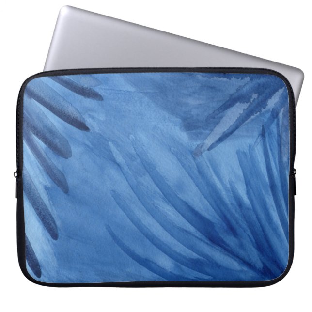 Abstracte Blue Rays Waterverf Design Laptop Mouw Laptop Sleeve (Voorkant)