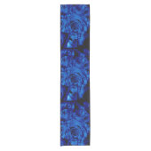 Abstracte Blue Roos Table Runner Korte Tafelloper (Voorkant)