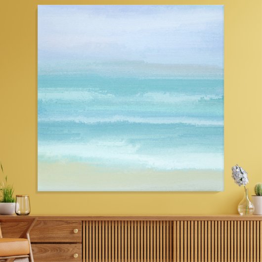 Abstracte Blue Seashore Small Breakers Waterverf Canvas Afdruk (Insitu (Woonkamer))