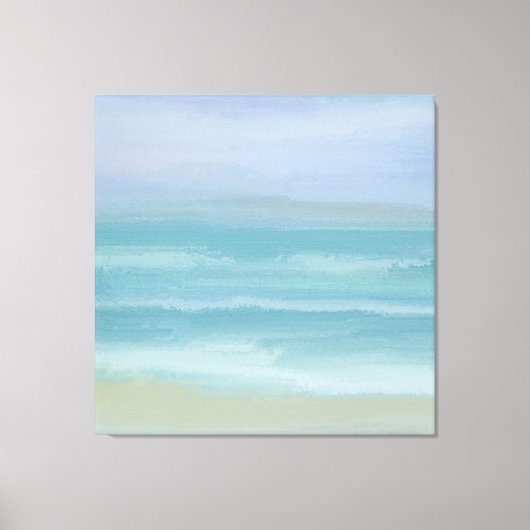 Abstracte Blue Seashore Small Breakers Waterverf Canvas Afdruk (Voorkant)