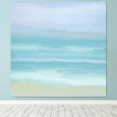 Abstracte Blue Seashore Small Breakers Waterverf Canvas Afdruk (Insitu (Houten vloer))