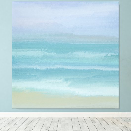 Abstracte Blue Seashore Small Breakers Waterverf Canvas Afdruk (Insitu (Houten vloer))