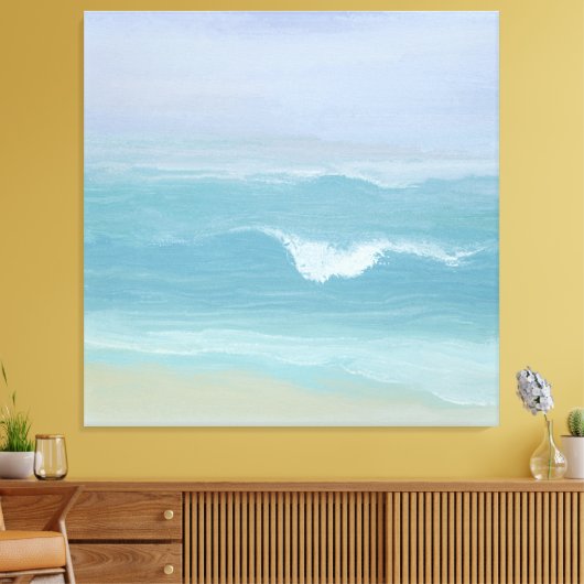 Abstracte Blue Seashore Small Wave Waterverf Canvas Afdruk (Insitu (Woonkamer))