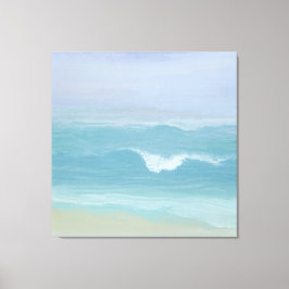 Abstracte Blue Seashore Small Wave Waterverf Canvas Afdruk