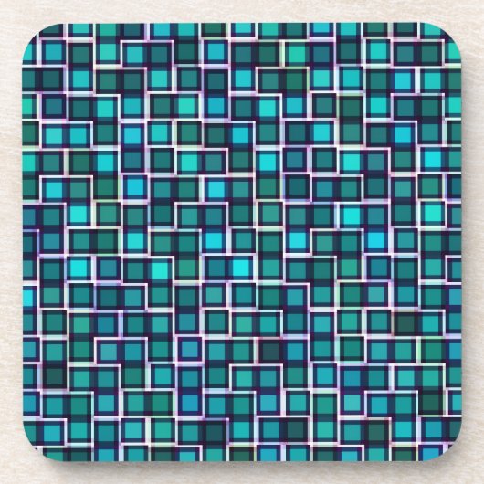 Abstracte Blue Squares Pattern-Onderzetters Bier Onderzetter (Voorkant)