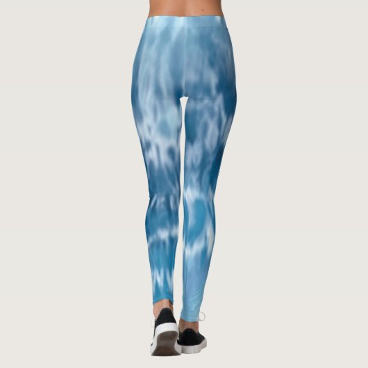 Abstracte Blue Tie Dye Leggings (Achterkant)