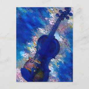 Abstracte Blue Violin AI Digital Art Briefkaart