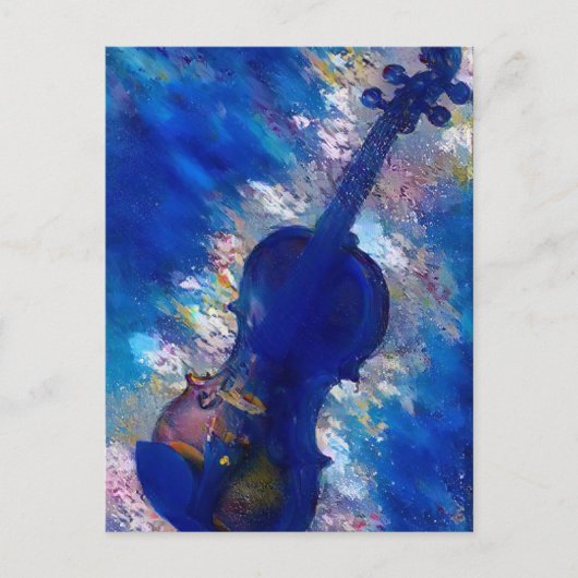 Abstracte Blue Violin AI Digital Art Briefkaart (Voorkant)