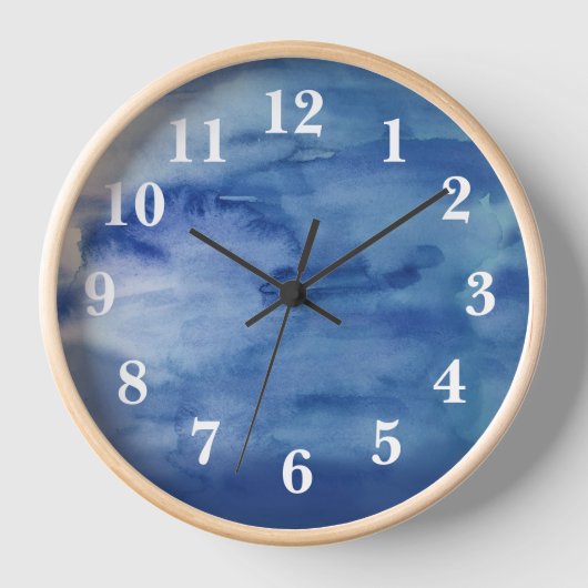 Abstracte Blue Water Beach Decor Grote Klok (Voorkant)