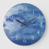 Abstracte Blue Water Beach Decor Grote Klok (Voorkant)