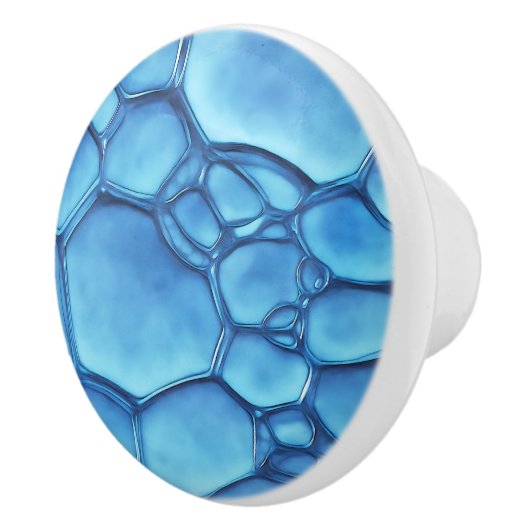 Abstracte Blue Water Bubble Water Inspiration Aqua Keramische Knop (Rechts)
