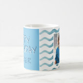 Abstracte Blue Wave Boy Happy Birthday Foto Koffiemok (Center)