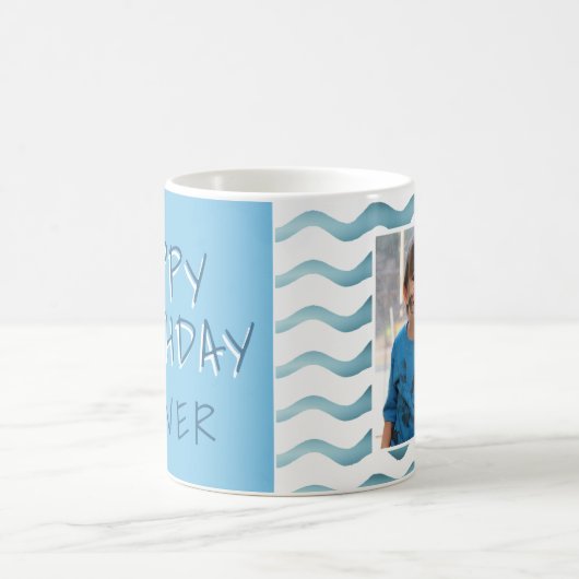 Abstracte Blue Wave Boy Happy Birthday Foto Koffiemok (Center)