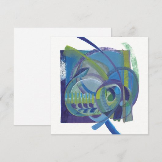 Abstracte Blues Artist's Flat Unfolded Notecard Bedankkaart (Voorkant / Achterkant)