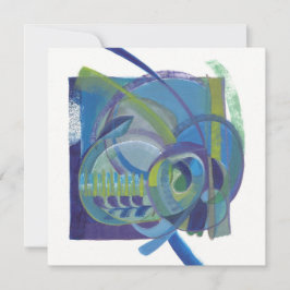 Abstracte Blues Artist's Flat Unfolded Notecard Bedankkaart