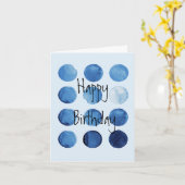 Abstracte Blues geometrische verjaardag Kaart (Gele Bloem)
