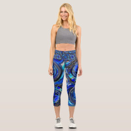 Abstracte blues High Waisted Capris