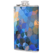 Abstracte Blues Paars en Gold Triangles Heupfles (Links)