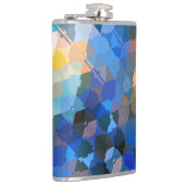 Abstracte Blues Paars en Gold Triangles Heupfles (Rechts)