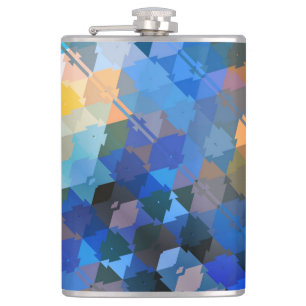 Abstracte Blues Paars en Gold Triangles Heupfles