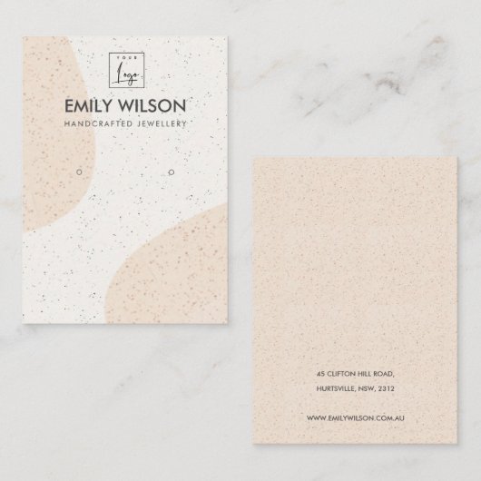 ABSTRACTE BLUSH CERAMIC WAVE EARRING DISPLAY LOGO VISITEKAARTJE (Voorkant / Achterkant)