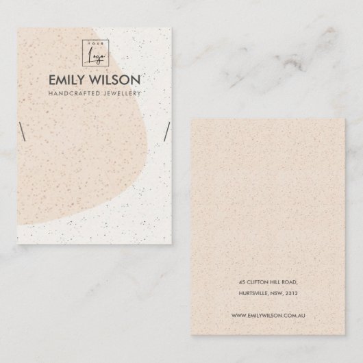 ABSTRACTE BLUSH CERAMIC WAVE KETTING DISPLAY LOGO VISITEKAARTJE (Voorkant / Achterkant)