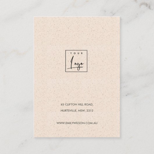 ABSTRACTE BLUSH CERAMIC WAVES EARING DISPLAY LOGO VISITEKAARTJE (Achterkant)