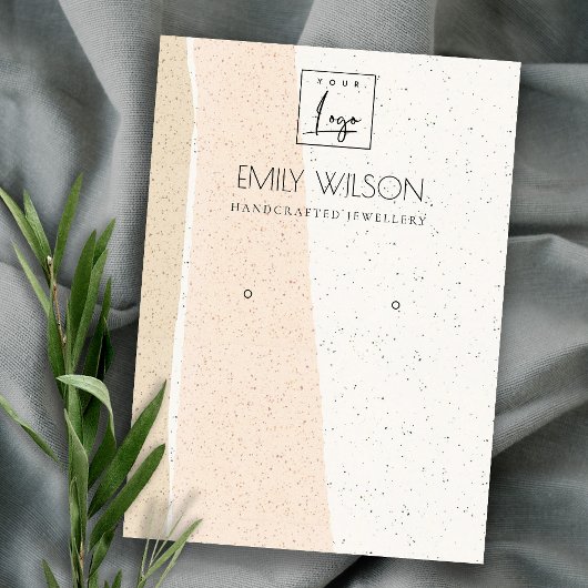 ABSTRACTE BLUSH CERAMIC WAVES EARING DISPLAY LOGO VISITEKAARTJE