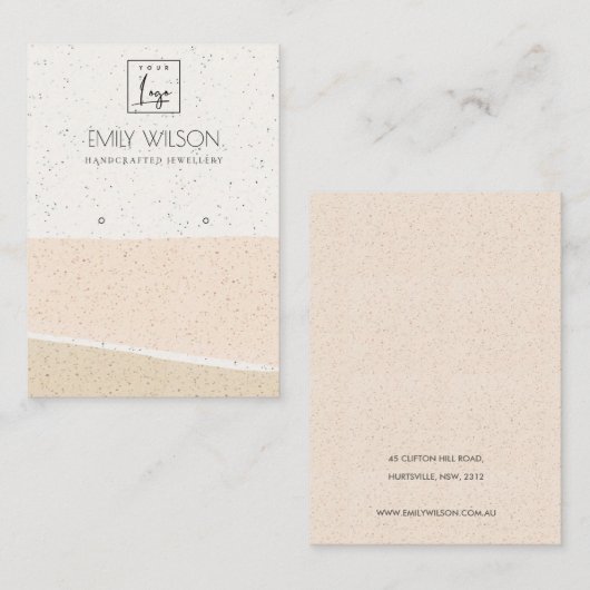 ABSTRACTE BLUSH CERAMIC WAVES EARING DISPLAY LOGO VISITEKAARTJE (Voorkant / Achterkant)