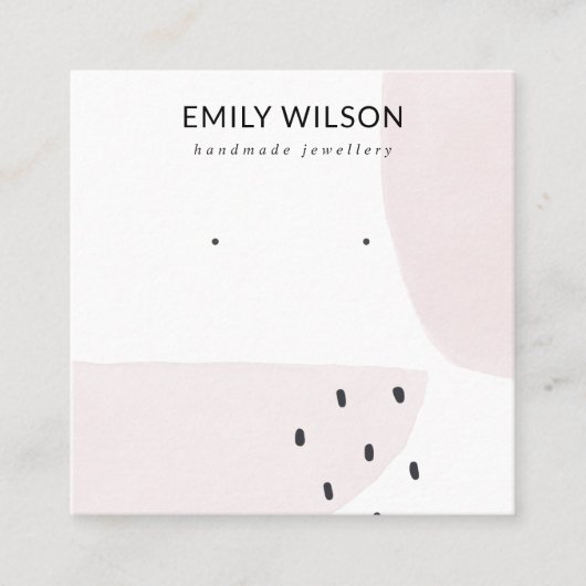 ABSTRACTE BLUSH DUSKY PINK STUD EARRING DISPLAY VIERKANTE VISITEKAARTJE (Voorkant)