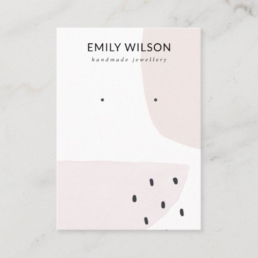 ABSTRACTE BLUSH DUSKY PINK STUD EARRING DISPLAY VISITEKAARTJE (Voorkant)