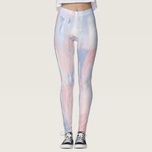 Abstracte Blush- en blauwe lijnlijnen Leggings