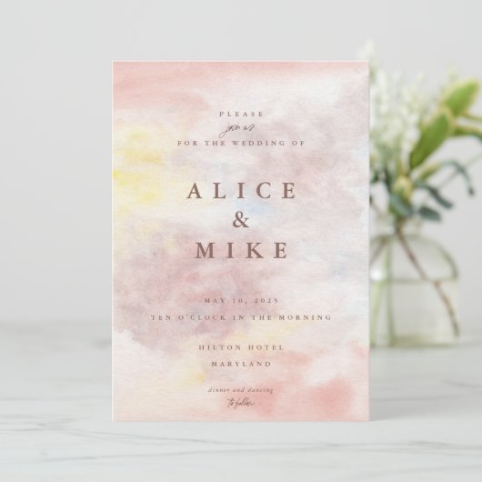 Abstracte Blush en Gele Waterverf Achtergrond In Kaart (Staand voorkant)