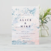 Abstracte Blush en Sky Blue Waterverf Achtergrond Kaart (Staand voorkant)