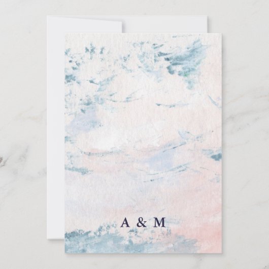 Abstracte Blush en Sky Blue Waterverf Achtergrond Kaart (Achterkant)