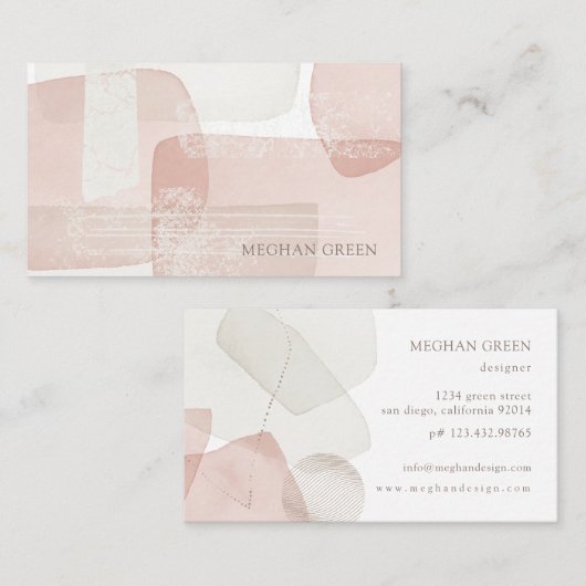Abstracte blush geeft vorm aan modern Visitekaartj Visitekaartje (Voorkant / Achterkant)
