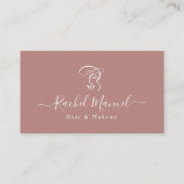 Abstracte Blush Monogram Make-up Artist Hair Salon Visitekaartje (Voorkant)