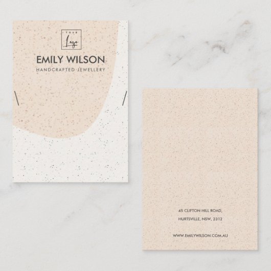 ABSTRACTE BLUSH PEACH CERAMIC KETTING DISPLAY LOGO VISITEKAARTJE (Voorkant / Achterkant)