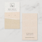 ABSTRACTE BLUSH PINK CERAMIC WAVES EARING DISPLAY VISITEKAARTJE (Voorkant / Achterkant)