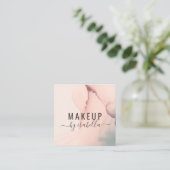 Abstracte Blush Pink Makeup Artist Square Business Vierkante Visitekaartje (Staand voorkant)