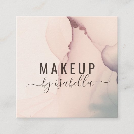 Abstracte Blush Pink Makeup Artist Square Business Vierkante Visitekaartje (Voorkant)
