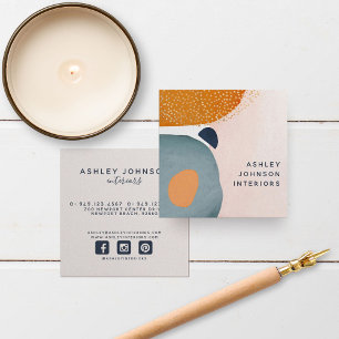 Abstracte Blush Pink Terra Cotta Navy Social Media Vierkante Visitekaartje