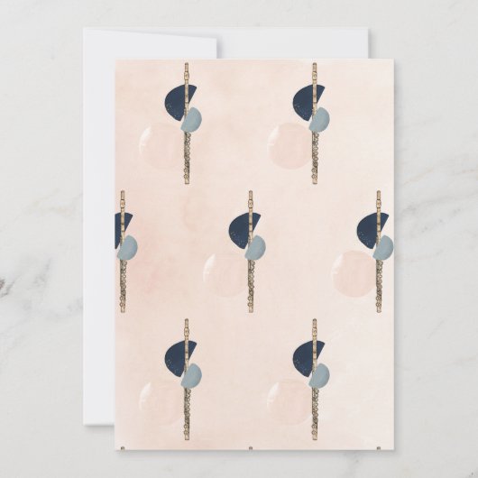 Abstracte Blush Roze & Blauw Gouden Fluit Afstuder Kaart (Achterkant)