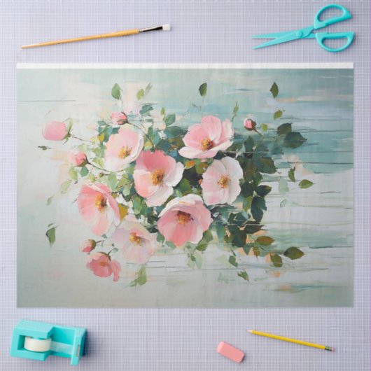 Abstracte Blush Roze Bloemen Boeket Decoupage Tissuepapier (Craft)
