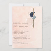 Abstracte Blush Roze Gouden Fluit Foto Afstuderen Kaart (Voorkant)