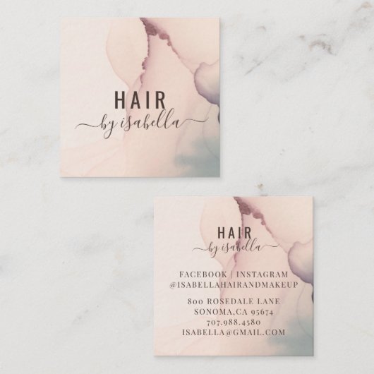 Abstracte Blush roze haarlijst Vierkante Visitekaartje (Voorkant / Achterkant)