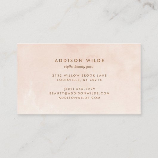 Abstracte Blush roze Waterverf Vormen Modern Visitekaartje (Achterkant)