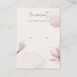 Abstracte Blush Waterverf Floral Earring Holder Visitekaartje