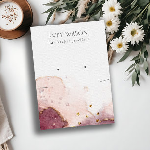 Abstracte Blush Waterverf Ketting Oorbel Display Visitekaartje
