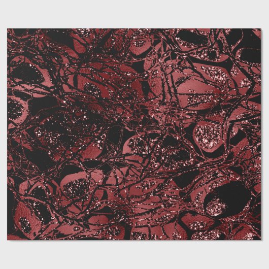 Abstracte Body Natuur Cells Glitter Burgundy Maroo Cadeaupapier (Vlak)